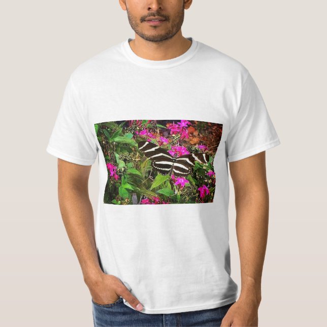 Zebra Longwing Butterfly T Shirt (Framsida)