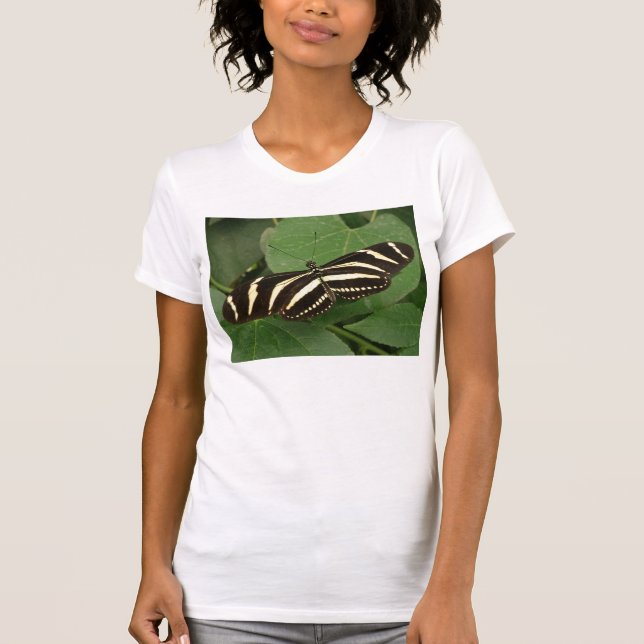 Zebra Longwing Butterfly T Shirt (Framsida)