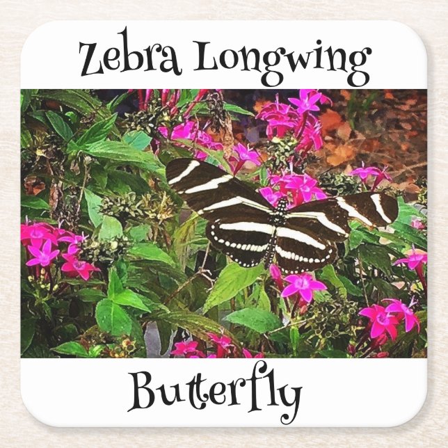 Zebra Longwing Butterfly Underlägg Papper Kvadrat (Framsidan)