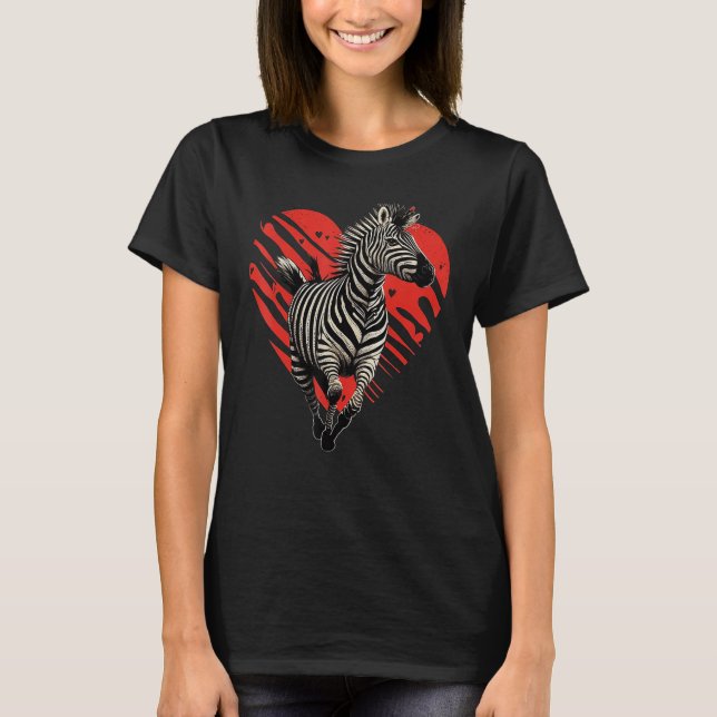 Zebra Love Heart for Valentines Day on Zebra  4 T Shirt (Framsida)