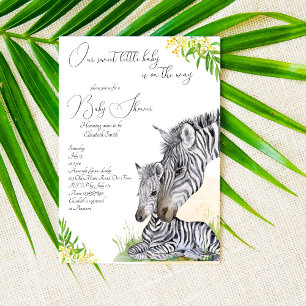 Zebra mamma och baby safari babydusch inbjudningar