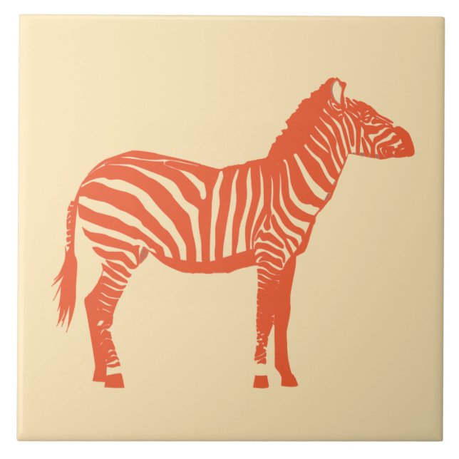 Zebra - Mandarin och lätt orange Kakelplatta (Framsidan)