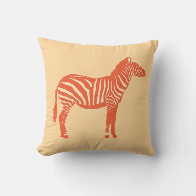 Zebra - Mandarin och lätt orange Kudde (Framsida)