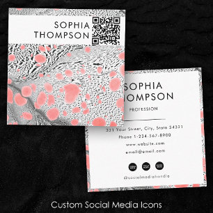Zebra Marble Abstrakt QR Code Social Media Fyrkantigt Visitkort