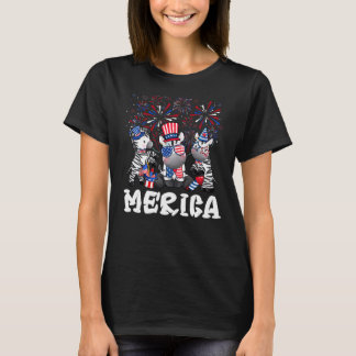 Zebra med Fireworks-solglasögon, Merica 4:e av T Shirt