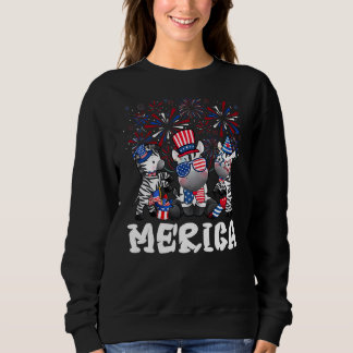 Zebra med Fireworks-solglasögon, Merica 4:e av T Shirt
