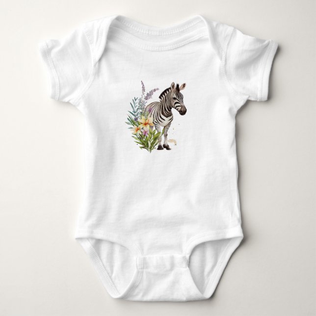 Zebra med Flowers T Shirt (Framsida)