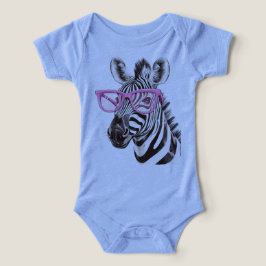 Zebra med Rosa glasögon (blått) T Shirt