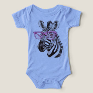 Zebra med Rosa glasögon (blått) T Shirt