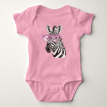 Zebra med rosa glasögon bodysuits & one-pieces