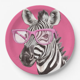 Zebra med Rosa Glass