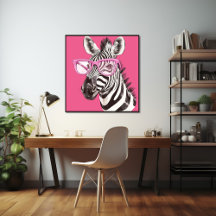 Zebra med Rosa Glass Poster