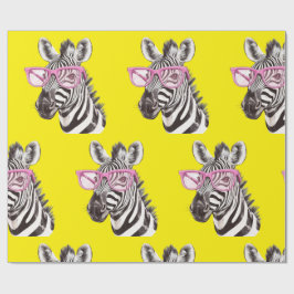 Zebra med Rosa Glass Presentpapper