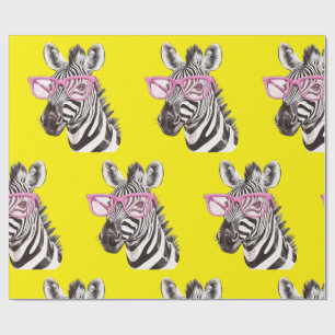 Zebra med Rosa Glass Presentpapper