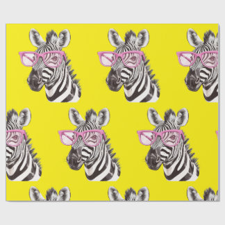 Zebra med Rosa Glass Presentpapper