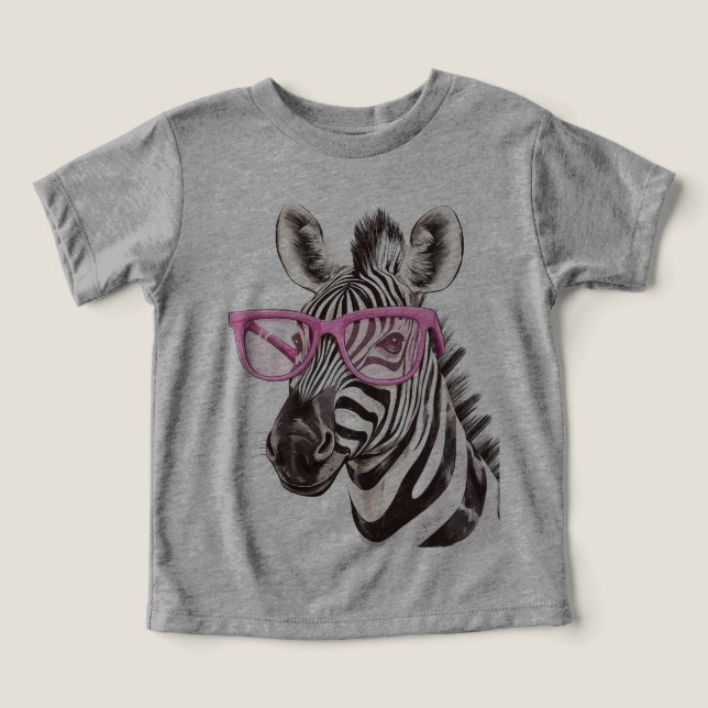 Zebra med Rosa Glass T Shirt (Design Framsida)