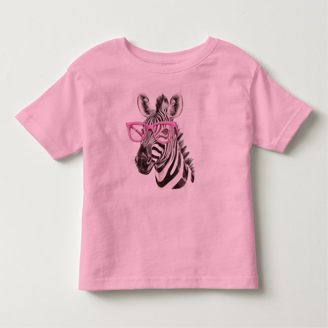 Zebra med Rosa Glass T Shirt (Framsida)