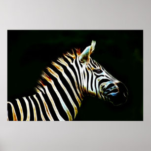 Zebra med svart och vitt rand i Afrika Poster