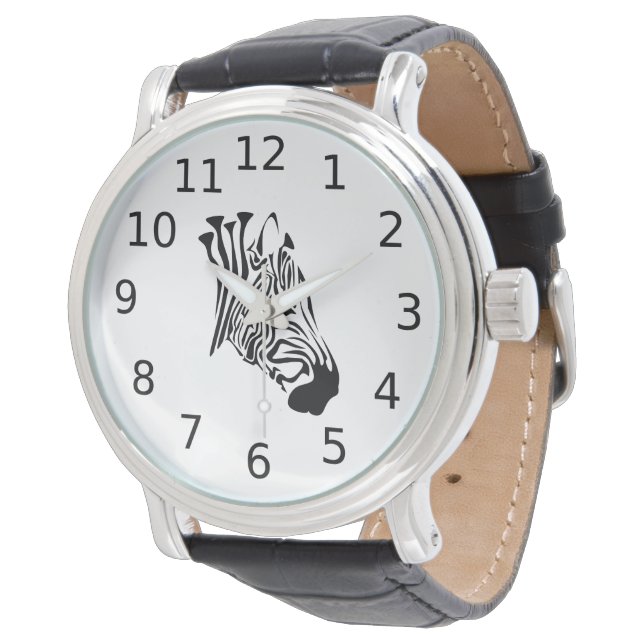 Zebra med Twisted Black Rand Armbandsur (Vinklad)
