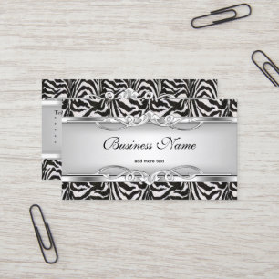 Zebra Metall Chrome Utseende Elegant Svart Vitt Si Visitkort