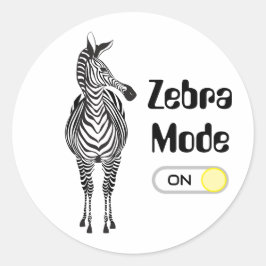 Zebra Mode On, Anpassade Färg och Font/Ord Runt Klistermärke