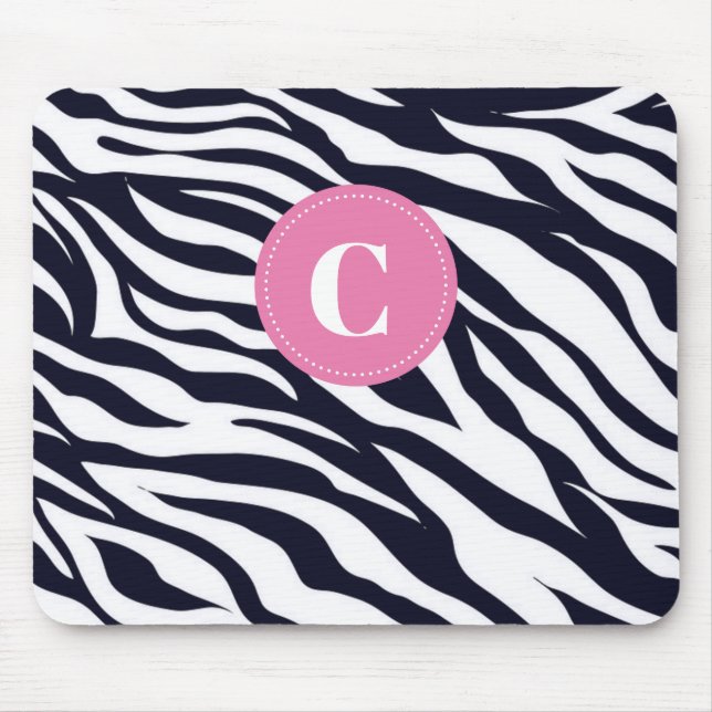 Zebra Monogram Mouse Pad Musmatta (Framsidan)