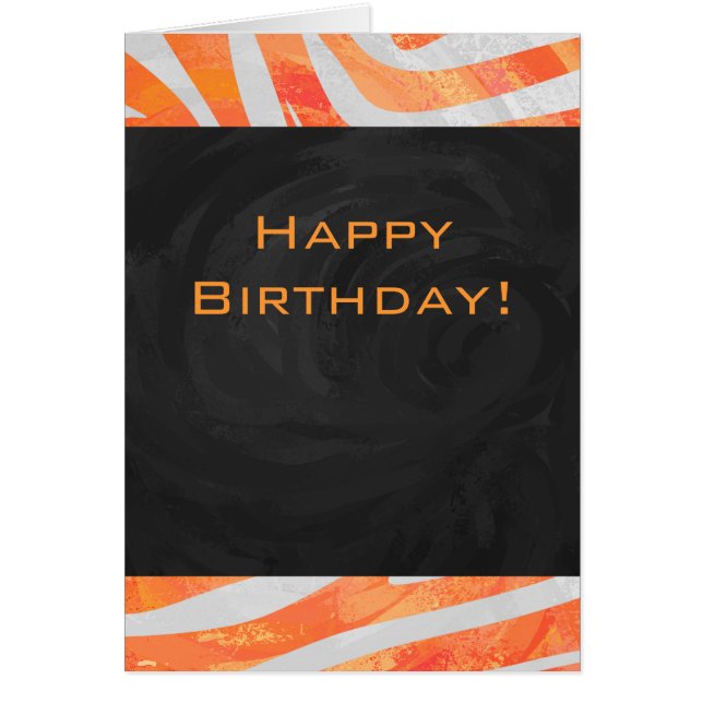 Zebra Monogram Orange och White Hälsningskort (Framsidan)