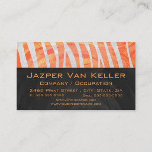 Zebra Monogram Orange och White Visitkort