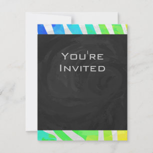 Zebra Monogram Rainbow och White Print Inbjudningar