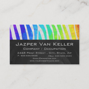 Zebra Monogram Rainbow och White Print Visitkort