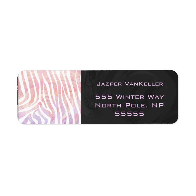 Zebra Monogram Rosa och White Returadress Etikett (Framsidan)