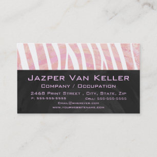 Zebra Monogram Rosa och White Visitkort