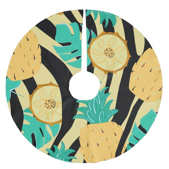 Zebra, monstera, ananas: sommaren mönster. julgransmatta borstad polyester (Framsidan)