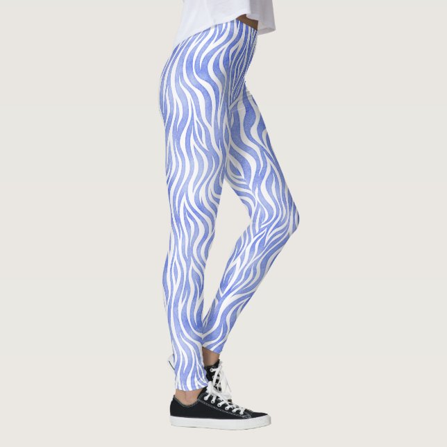 Zebra mönstrad blåttvattenfärg leggings (Höger)