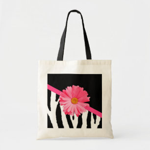 Zebra mönstrad flickaktigt rosa daisy tygkasse