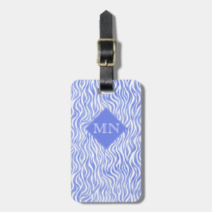 Zebra mönstrad för blå vattenfärg Monogram Bagagebricka
