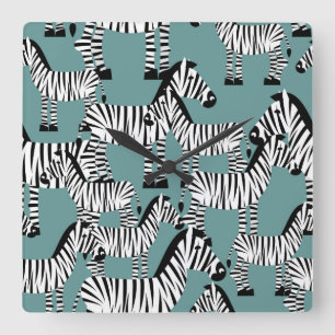 Zebra mönstrad fyrkantig klocka