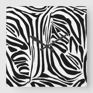 Zebra mönstrad fyrkantig klocka