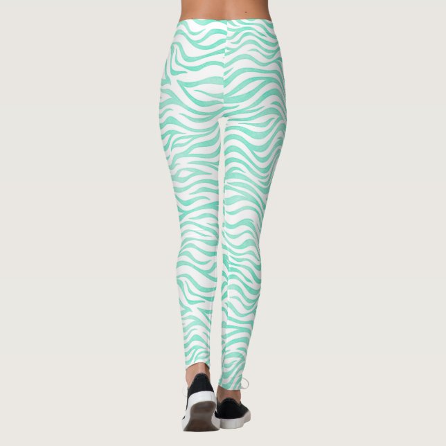 Zebra mönstrad Grönt Leggings (Baksida)