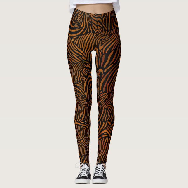 Zebra mönstrad i Golden Brown Leggings (Framsida)