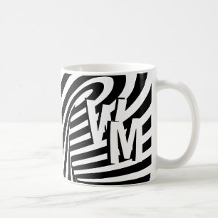 Zebra mönstrad init för RetroRetro Black-Abstrakt Kaffemugg