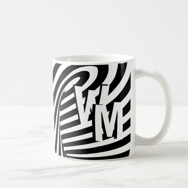 Zebra mönstrad init för RetroRetro Black-Abstrakt Kaffemugg (Höger)