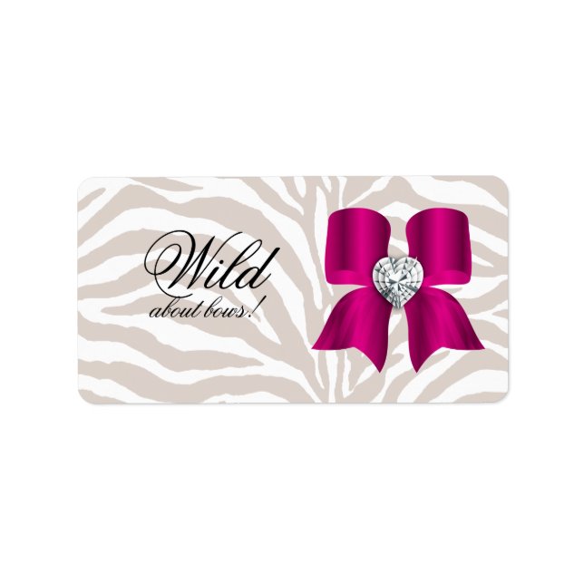 Zebra mönstrad med Cute Mode Jewelry Bow Adressetikett (Framsidan)