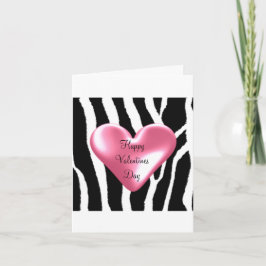 Zebra mönstrad med Valentines Hjärta Helgkort