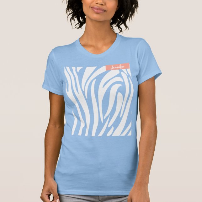 Zebra mönstrad Modern i Monogram White Färg T Shirt (Framsida)