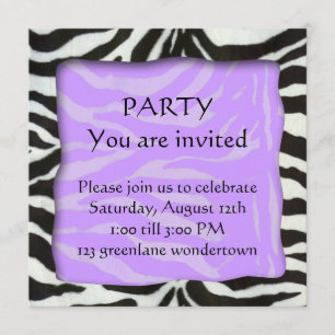 Zebra mönstrad modern partyinbjudan inbjudningar