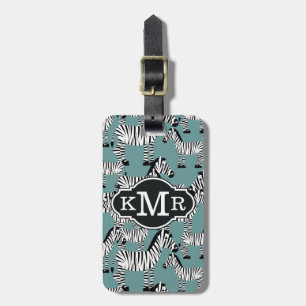 Zebra mönstrad Monogram Bagagebricka