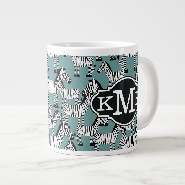 Zebra mönstrad| Monogram Jumbo Mugg (Framsida höger)