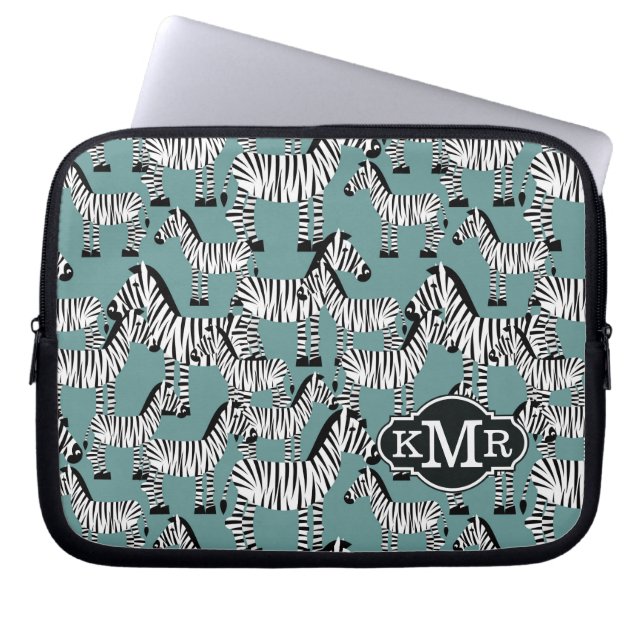Zebra mönstrad | Monogram Laptop Fodral (Framsidan)