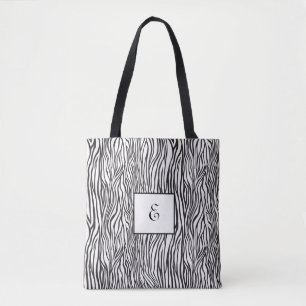 Zebra mönstrad monogram tygkasse